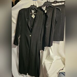 Design Todays Black 3pic With Long Jacket Pants Suit Set